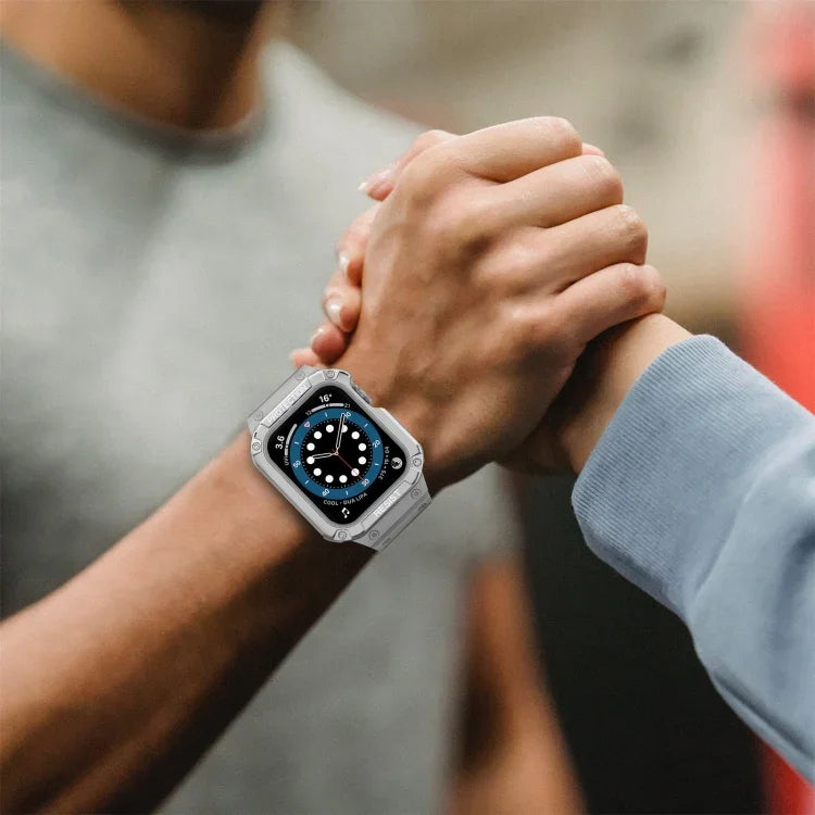 Bracelet de montre de remplacement intégré en silicone pour Apple Watch Series, pour Apple Watch Series 9&8&7 45mm / SE&6&5&4 44mm / 3&2&1 42mm
