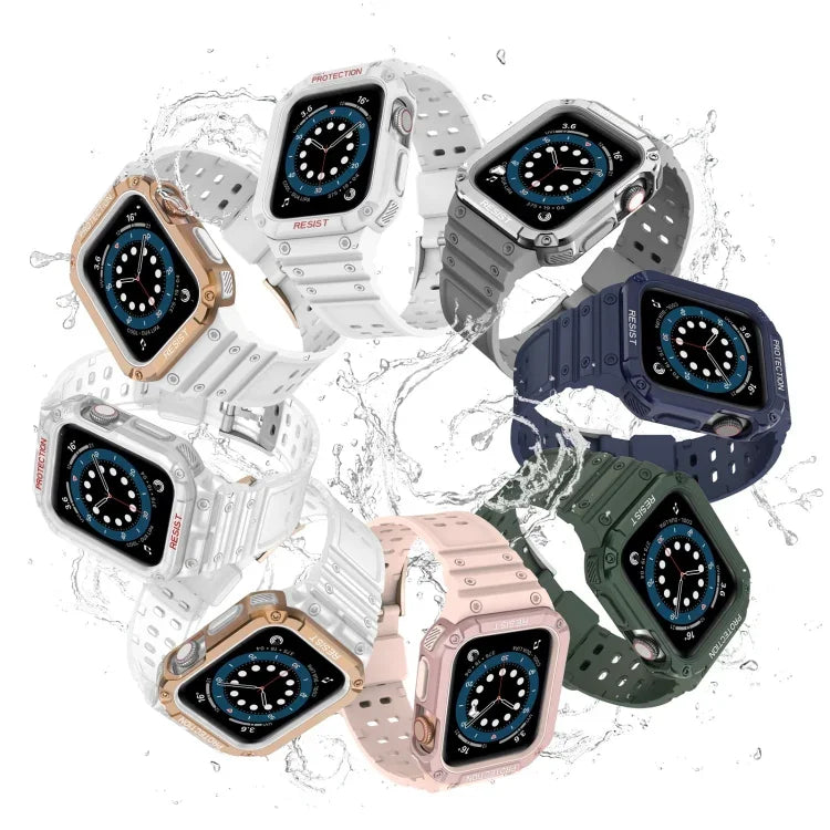 Bracelet de montre de remplacement intégré en silicone pour Apple Watch Series, pour Apple Watch Series 9&8&7 45mm / SE&6&5&4 44mm / 3&2&1 42mm