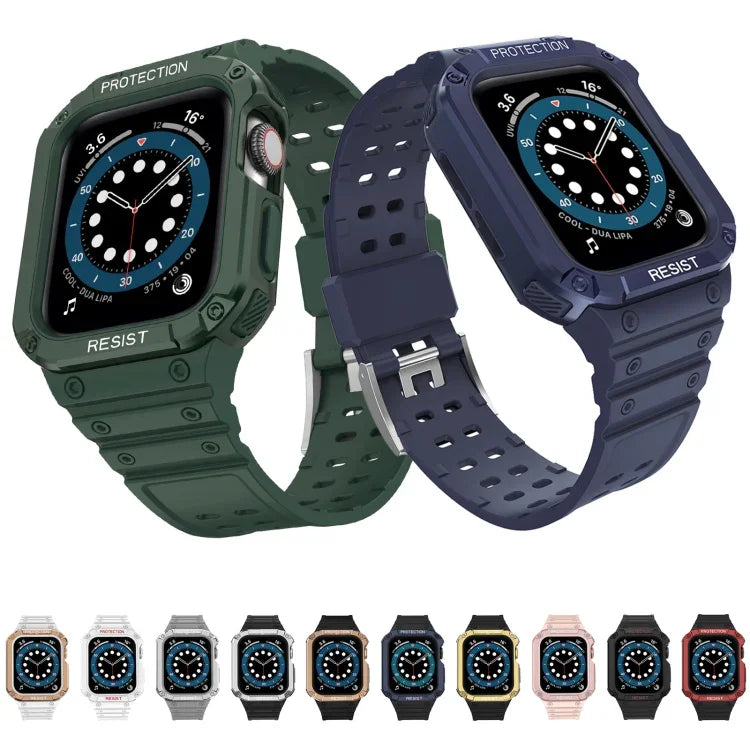 Bracelet de montre de remplacement intégré en silicone pour Apple Watch Series, pour Apple Watch Series 9&8&7 45mm / SE&6&5&4 44mm / 3&2&1 42mm