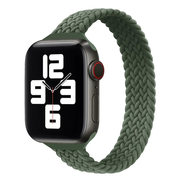 Bracelet de remplacement en nylon tressé à boucle unique taille mince pour Apple Watch Series 7 45 mm / 6&SE&5&4 44 mm / 3&2&1 42 mm, S 145 mm, M 155 mm, L 165 mm