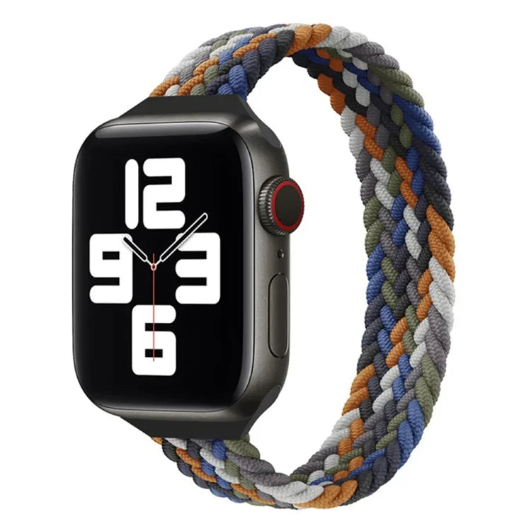 Bracelet de remplacement en nylon tressé à boucle unique taille mince pour Apple Watch Series 7 45 mm / 6&SE&5&4 44 mm / 3&2&1 42 mm, S 145 mm, M 155 mm, L 165 mm