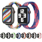 Bracelet de remplacement en nylon tressé à boucle unique taille mince pour Apple Watch Series 7 45 mm / 6&SE&5&4 44 mm / 3&2&1 42 mm, S 145 mm, M 155 mm, L 165 mm