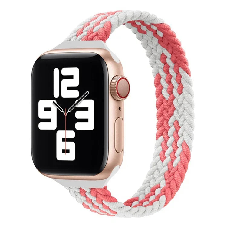 Bracelet de remplacement en nylon tressé à boucle unique taille mince pour Apple Watch Series 7 45 mm / 6&SE&5&4 44 mm / 3&2&1 42 mm, S 145 mm, M 155 mm, L 165 mm