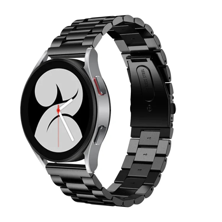 Bracelet de montre de remplacement universel en acier inoxydable à tête plate à trois perles, pour Samsung Galaxy Watch4 40mm/44mm, pour Samsung Galaxy Watch4 Classic 42mm/46mm