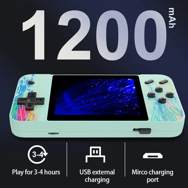 Console de jeu portable G3 Macaron avec écran de 3,5 pouces, 800 jeux intégrés, mode solo (rose, gris, vert, bleu).