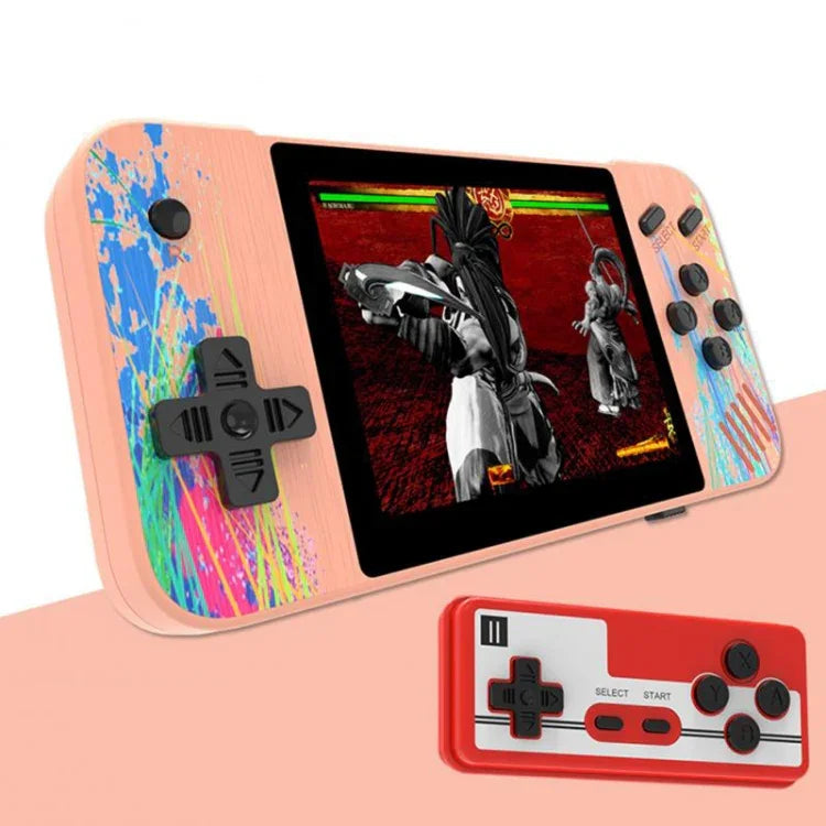 Console de jeu portable G3 Macaron avec écran de 3,5 pouces pour deux joueurs, 800 jeux intégrés, disponible en rose, gris, vert et bleu.