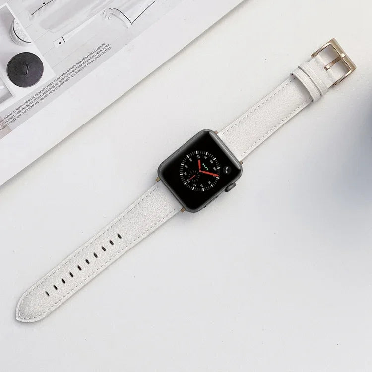Bracelet de rechange en cuir à coudre pour Apple Watch Series, 7 41mm / 6&SE&5&4 40mm / 3&2&1 38mm, 7 45mm / 6&SE&5&4 44mm / 3&2&1 42mm