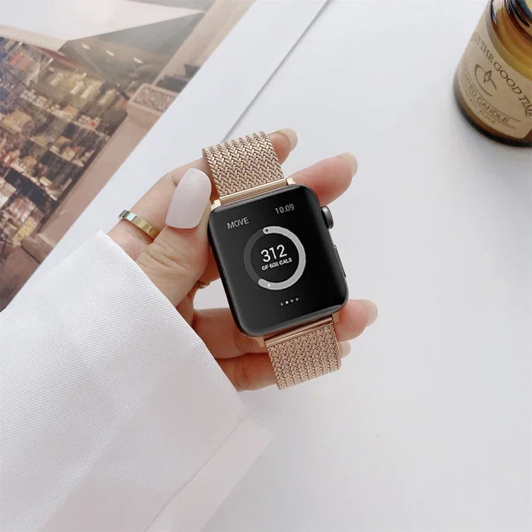 Bracelet de montre de remplacement en acier droit à boucle en V pour Apple Watch Series, 7 41mm / 6&SE&5&4 40mm / 3&2&1 38mm, 7 45mm / 6&SE&5&4 44mm / 3&2&1 42mm