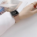 Bracelet de montre de remplacement en acier droit à boucle en V pour Apple Watch Series, 7 41mm / 6&SE&5&4 40mm / 3&2&1 38mm, 7 45mm / 6&SE&5&4 44mm / 3&2&1 42mm