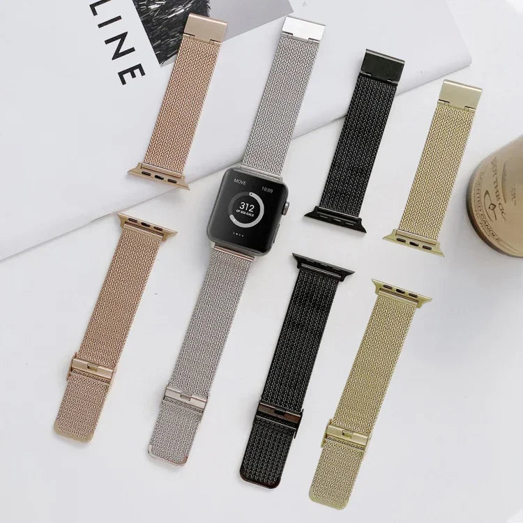Bracelet de montre de remplacement en acier droit à boucle en V pour Apple Watch Series, 7 41mm / 6&SE&5&4 40mm / 3&2&1 38mm, 7 45mm / 6&SE&5&4 44mm / 3&2&1 42mm