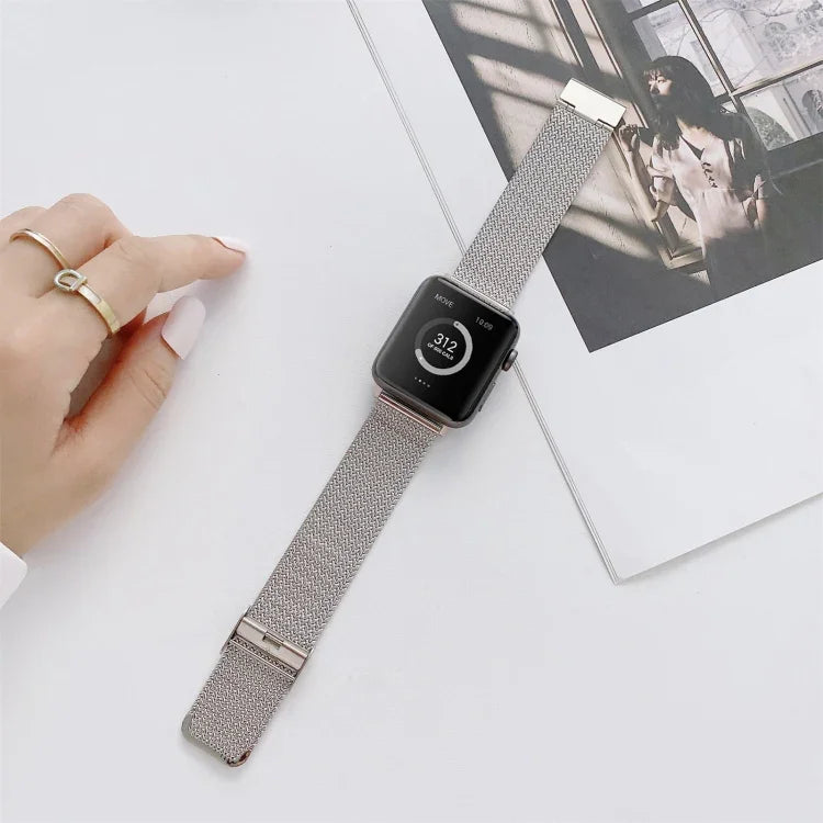 Bracelet de montre de remplacement en acier droit à boucle en V pour Apple Watch Series, 7 41mm / 6&SE&5&4 40mm / 3&2&1 38mm, 7 45mm / 6&SE&5&4 44mm / 3&2&1 42mm