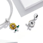 Pendentif tournesol en argent sterling S925, accessoires de bracelet et collier, tournesol