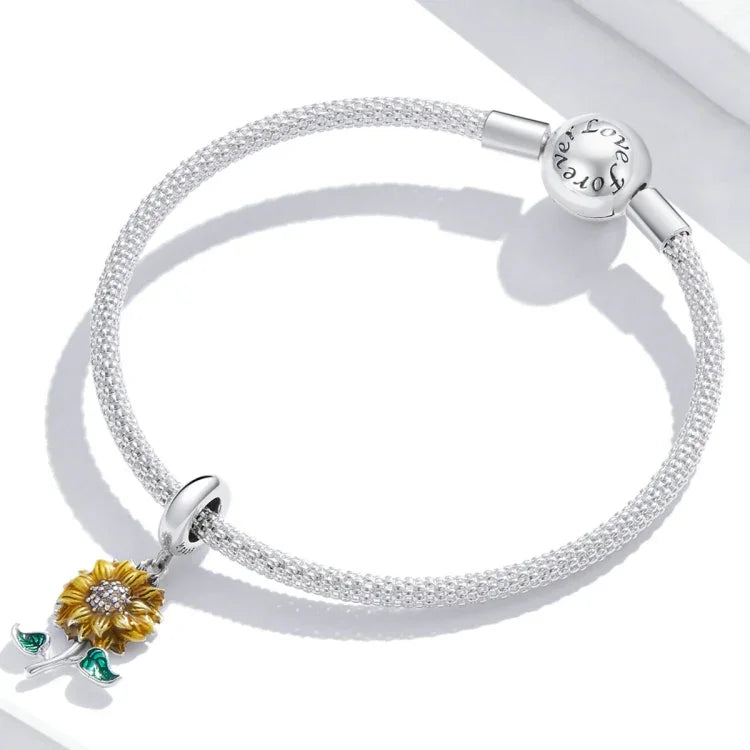 Pendentif tournesol en argent sterling S925, accessoires de bracelet et collier, tournesol