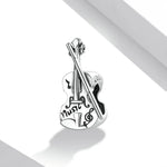 Perles Rétro Violon en Argent Sterling S925, Accessoires DIY pour Bracelets et Colliers, Violon Rétro
