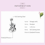 Perles Rétro Violon en Argent Sterling S925, Accessoires DIY pour Bracelets et Colliers, Violon Rétro
