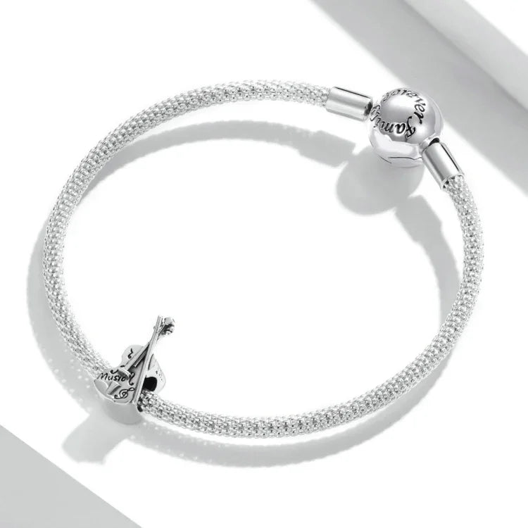 Perles Rétro Violon en Argent Sterling S925, Accessoires DIY pour Bracelets et Colliers, Violon Rétro