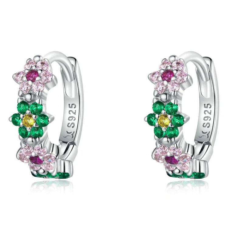 Boucles d'oreilles pendantes fleurs délicates pour femme en argent sterling S925, Fleurs délicates