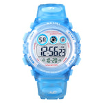 SKMEI 1451 Chronomètre Numérique LED Chronographe Lumineux Montre Électronique Sport Enfants, 1451(Rose Transparent Bleu), 1451(Violet Transparent), 1451(Bleu Ciel Transparent), 1451(Rose Rouge Transparent), 1451(Coquille Blanche Cercle Bleu)
