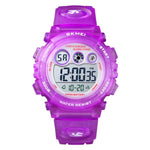 SKMEI 1451 Chronomètre Numérique LED Chronographe Lumineux Montre Électronique Sport Enfants, 1451(Rose Transparent Bleu), 1451(Violet Transparent), 1451(Bleu Ciel Transparent), 1451(Rose Rouge Transparent), 1451(Coquille Blanche Cercle Bleu)