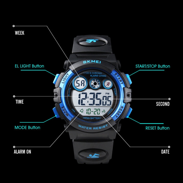 SKMEI 1451 LED Digital Stopwatch Chronograph Luminous Children Sports Electronic Watch, 1451(Transparent Purple), 1451(Transparent Sky Blue), 1451(Transparent Rose Red), 1451(White Shell Blue Circle), 1451(Yellow Shell Blue Circle)                     ...
