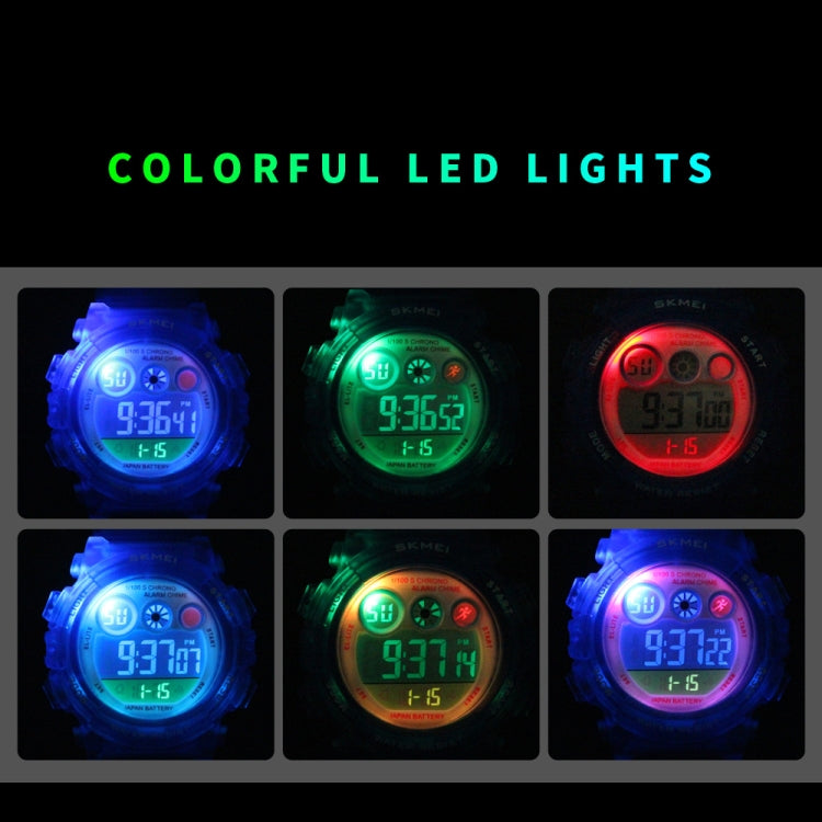 SKMEI 1451 Chronomètre Numérique LED Chronographe Lumineux Montre Électronique Sport Enfants, 1451(Rose Transparent Bleu), 1451(Violet Transparent), 1451(Bleu Ciel Transparent), 1451(Rose Rouge Transparent), 1451(Coquille Blanche Cercle Bleu)