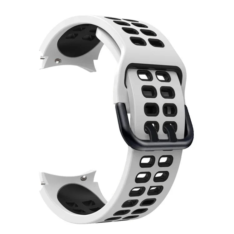 Bracelet de montre de remplacement en silicone bicolore à double rangée de trous, pour Samsung Galaxy Watch4 40mm / 44mm