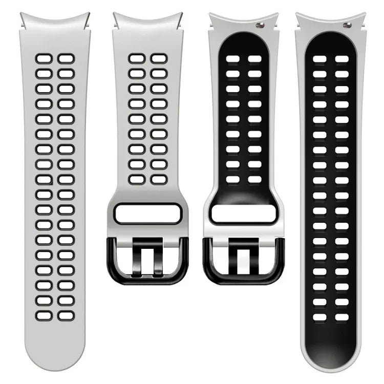 Bracelet de montre de remplacement en silicone bicolore à double rangée de trous, pour Samsung Galaxy Watch4 40mm / 44mm