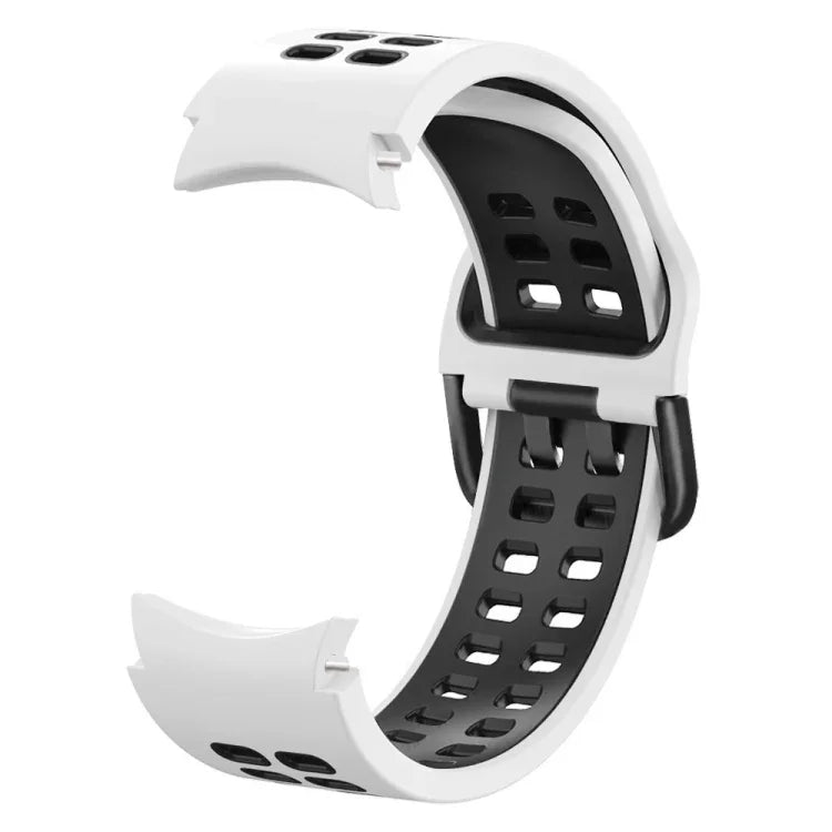 Bracelet de montre de remplacement en silicone bicolore à double rangée de trous, pour Samsung Galaxy Watch4 40mm / 44mm