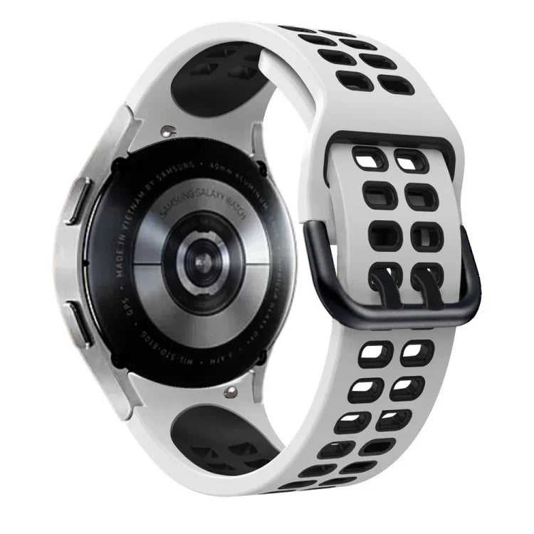 Bracelet de montre de remplacement en silicone bicolore à double rangée de trous, pour Samsung Galaxy Watch4 40mm / 44mm