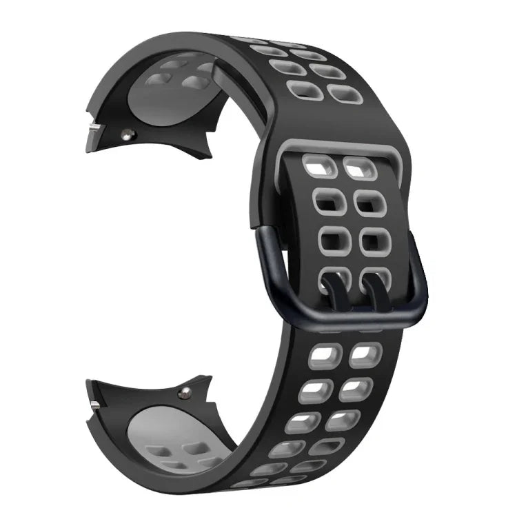 Bracelet de montre de remplacement en silicone bicolore à double rangée de trous, pour Samsung Galaxy Watch4 40mm / 44mm