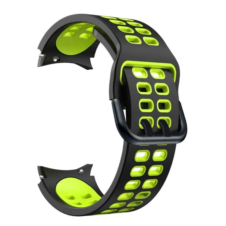 Bracelet de montre de remplacement en silicone bicolore à double rangée de trous, pour Samsung Galaxy Watch4 40mm / 44mm