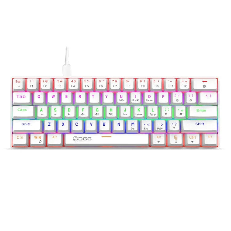 HXSJ V900 61 Keys Cool Lighting Effect Mechanical Wired Keyboard, Black, White