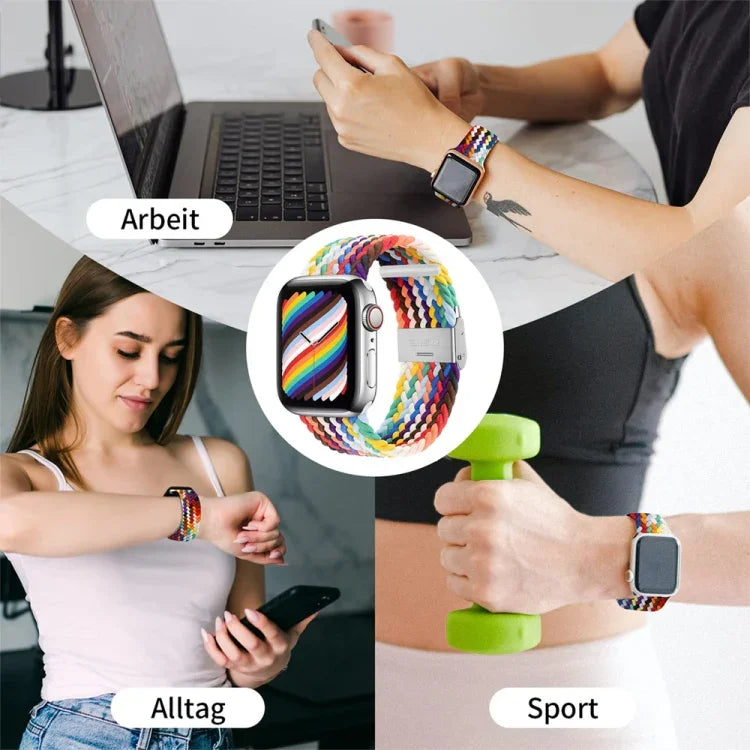 Bracelet de montre de remplacement en nylon tressé à une boucle pour Apple Watch Series 7 (41 mm), 6, SE, 5 et 4 (40 mm) et 3, 2 et 1 (38 mm).