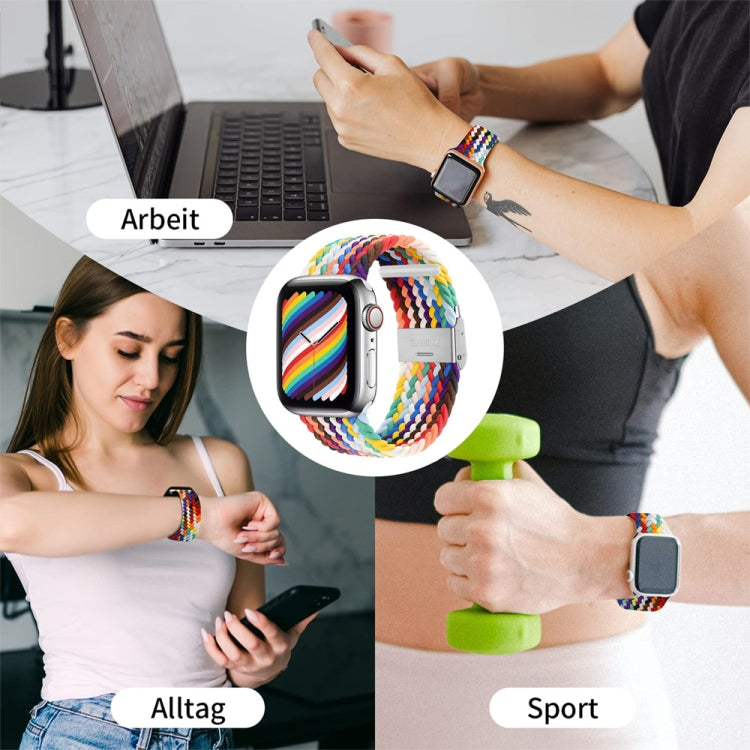 Bracelet de rechange tressé en nylon à boucle unique pour Apple Watch Series, 7 45 mm / 6&SE&5&4 44 mm / 3&2&1 42 mm