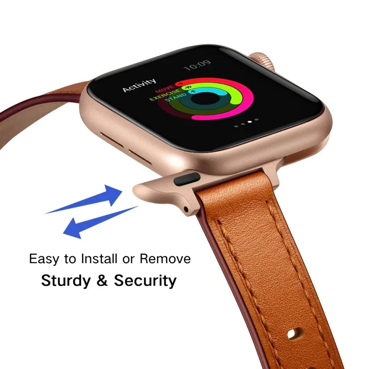 Bracelet de montre en cuir 14mm pour Apple Watch Series, 7 41mm / 6&SE&5&4 40mm / 3&2&1 38mm, 7 45mm / 6&SE&5&4 44mm / 3&2&1 42mm