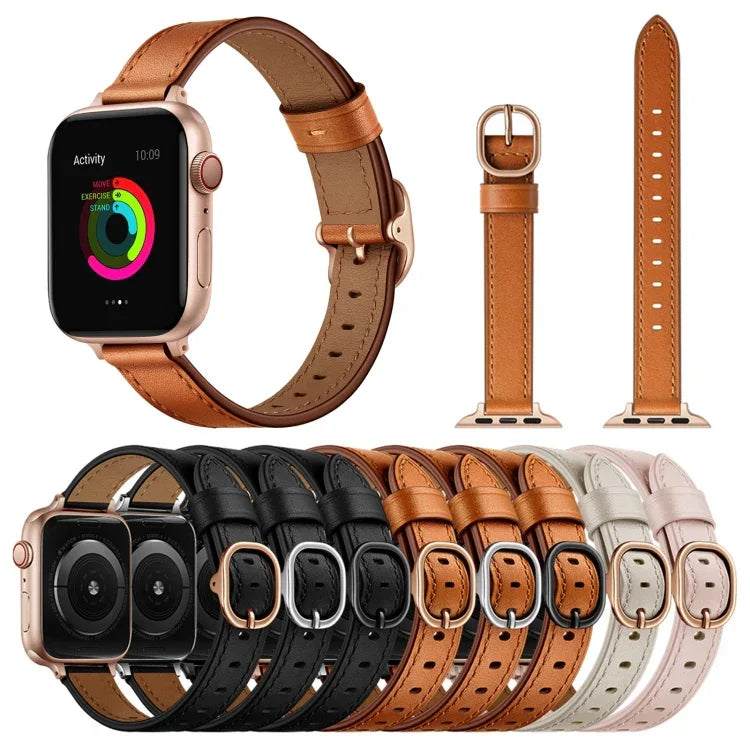 Bracelet de montre en cuir 14mm pour Apple Watch Series, 7 41mm / 6&SE&5&4 40mm / 3&2&1 38mm, 7 45mm / 6&SE&5&4 44mm / 3&2&1 42mm
