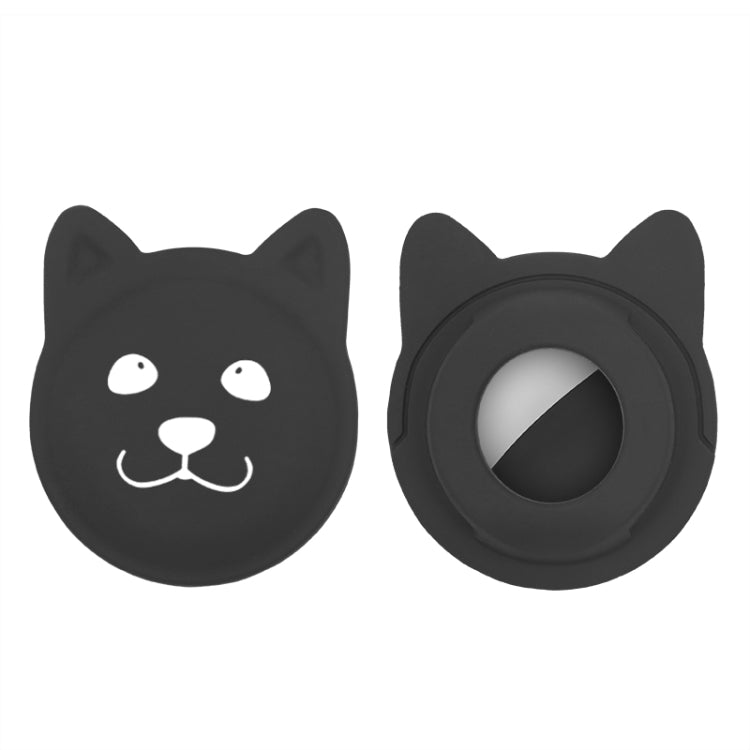 Étui en silicone pour collier d'animal de compagnie de dessin animé mignon, traceur anti-perte pour AirTag 2e génération / AirTag 1e génération, visage sérieux, smiley coquin, sourire Hanhan, sourire coquin