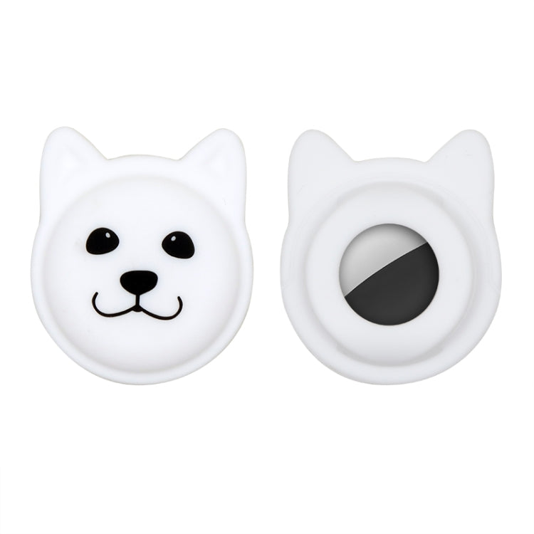 Étui en silicone pour collier d'animal de compagnie de dessin animé mignon, traceur anti-perte pour AirTag 2e génération / AirTag 1e génération, visage sérieux, smiley coquin, sourire Hanhan, sourire coquin