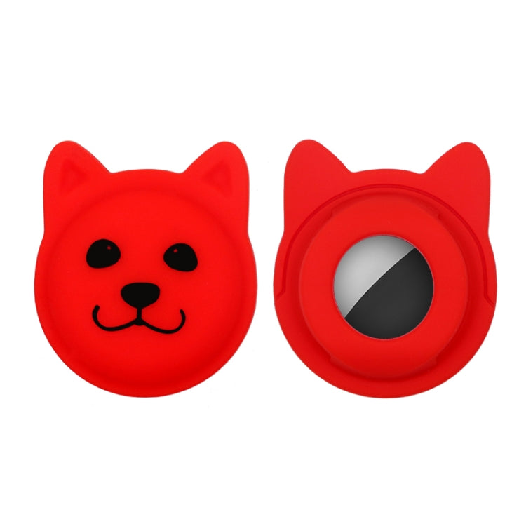Étui en silicone pour collier d'animal de compagnie de dessin animé mignon, traceur anti-perte pour AirTag 2e génération / AirTag 1e génération, visage sérieux, smiley coquin, sourire Hanhan, sourire coquin