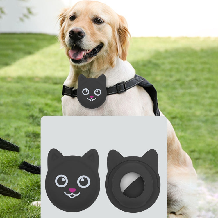 Étui en silicone pour collier d'animal de compagnie de dessin animé mignon, traceur anti-perte pour AirTag 2e génération / AirTag 1e génération, visage sérieux, smiley coquin, sourire Hanhan, sourire coquin