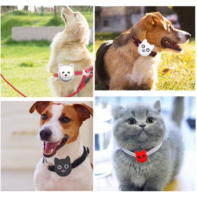 Étui en silicone pour collier d'animal de compagnie de dessin animé mignon, traceur anti-perte pour AirTag 2e génération / AirTag 1e génération, visage sérieux, smiley coquin, sourire Hanhan, sourire coquin