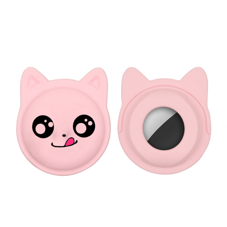 Étui en silicone pour collier d'animal de compagnie de dessin animé mignon, traceur anti-perte pour AirTag 2e génération / AirTag 1e génération, visage sérieux, smiley coquin, sourire Hanhan, sourire coquin