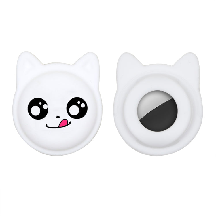 Étui en silicone pour collier d'animal de compagnie de dessin animé mignon, traceur anti-perte pour AirTag 2e génération / AirTag 1e génération, visage sérieux, smiley coquin, sourire Hanhan, sourire coquin