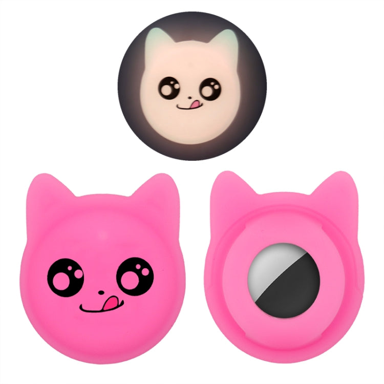 Étui en silicone pour collier d'animal de compagnie de dessin animé mignon, traceur anti-perte pour AirTag 2e génération / AirTag 1e génération, visage sérieux, smiley coquin, sourire Hanhan, sourire coquin