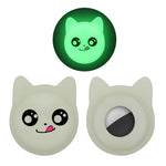 Étui en silicone pour collier d'animal de compagnie de dessin animé mignon, traceur anti-perte pour AirTag 2e génération / AirTag 1e génération, visage sérieux, smiley coquin, sourire Hanhan, sourire coquin