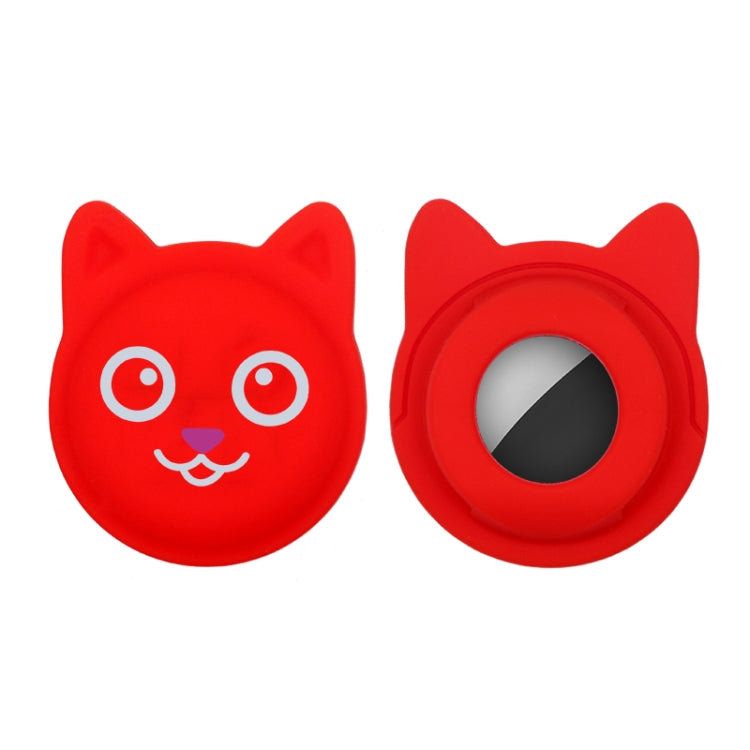 Étui en silicone pour collier d'animal de compagnie de dessin animé mignon, traceur anti-perte pour AirTag 2e génération / AirTag 1e génération, visage sérieux, smiley coquin, sourire Hanhan, sourire coquin