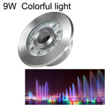 Lumière de fontaine sous-marine LED en acier inoxydable, anneau changeant de couleur coloré pour paysage, 9W, 12W, 24W
