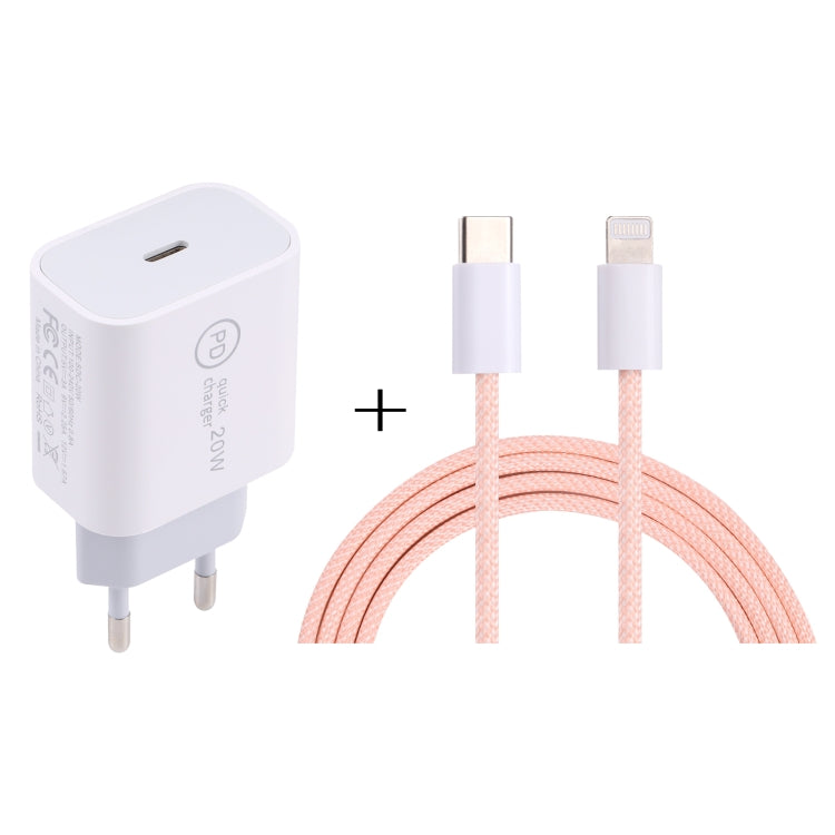 Chargeur de voyage SDC-20W PD USB-C / Type-C + câble de données USB-C / Type-C vers 8 broches 12W 1m, prise EU, prise US