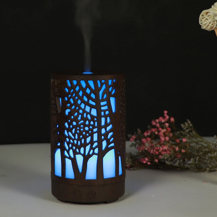 Diffuseur d'huiles essentielles en bois 200 ml, motif forêt ajouré, humidificateur ultrasonique, USB, prise australienne, prise britannique, prise américaine