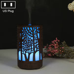 Diffuseur d'huiles essentielles en bois 200 ml, motif forêt ajouré, humidificateur ultrasonique, USB, prise australienne, prise britannique, prise américaine